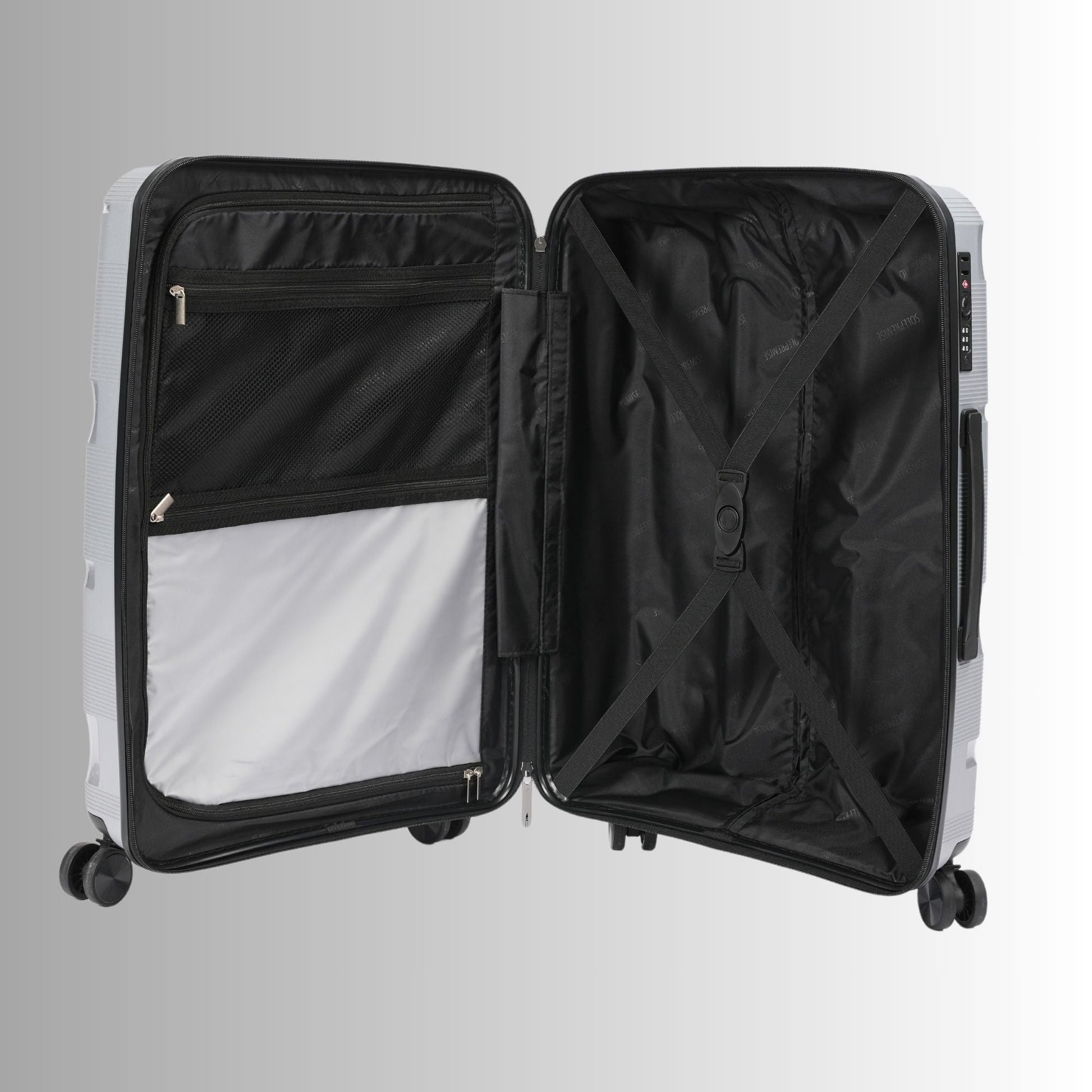 Stylish 24-Inch Silver Hardcase Spinner Luggage with TSA Lock - Korvel