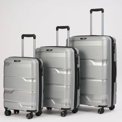 Premium Silver Hardcase Luggage Set - 28', 24', and 20' Sizes - Korvel