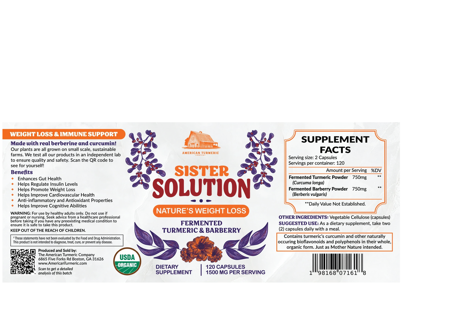 Sister Solution Fermented Turmeric & Barberry Powder Capsules - Korvel