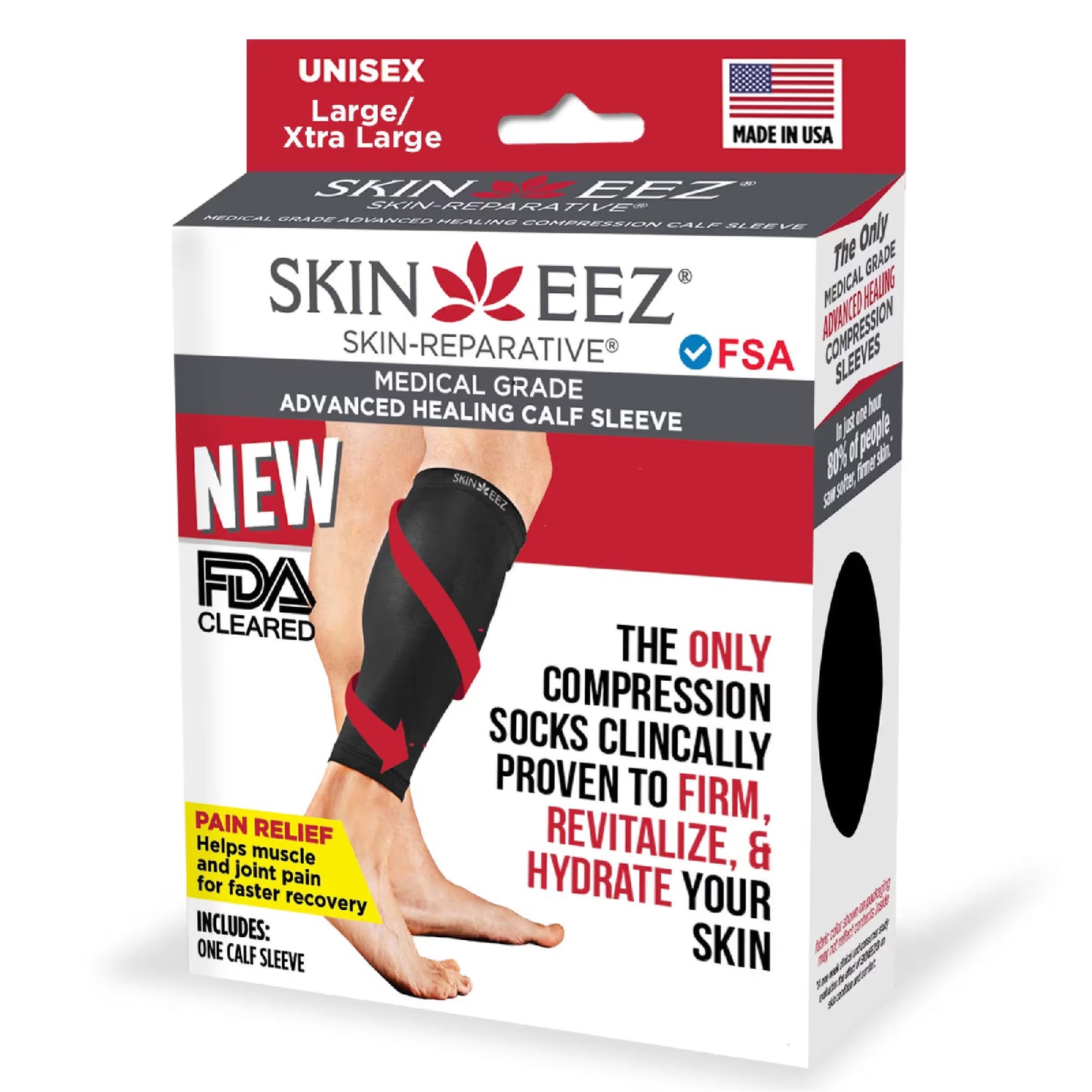 Manchon de compression pour mollet tricoté Skineez - Noir, Taille L/XL
