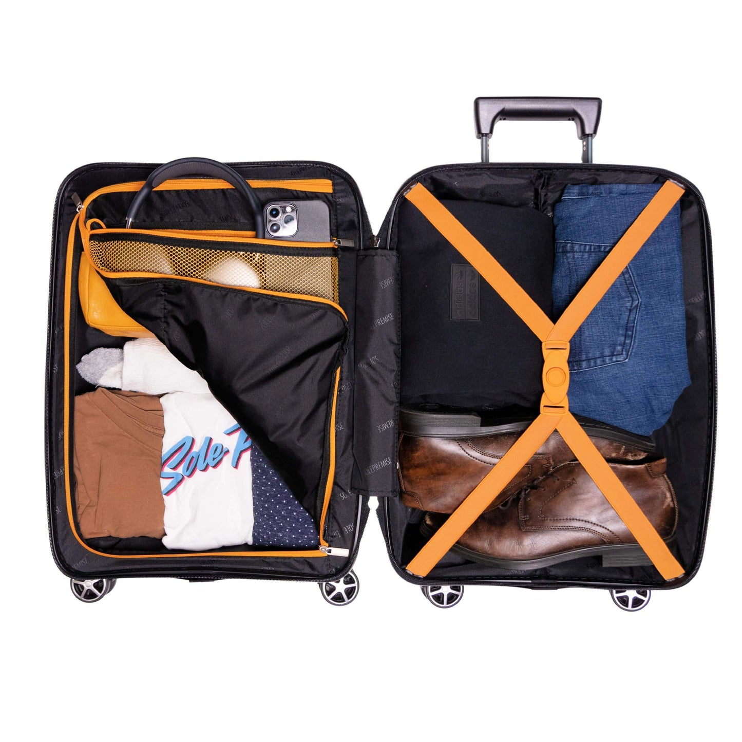 Stylish Black Hardcase Luggage Set - 28', 24', 20' Sizes - Korvel