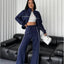 Conjunto de Cárdigan de Manga Larga con Media Cuello y Pantalones para Mujer