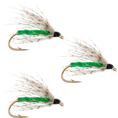 Trio of Partridge and Green Soft Hackle Wet Flies - Size 16 - Korvel