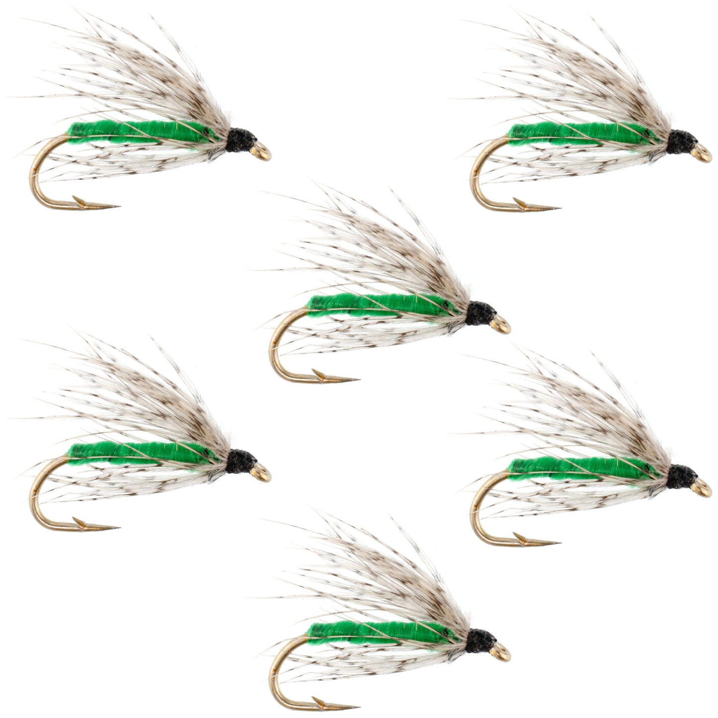 Premium Partridge and Green Soft Hackle Wet Flies - 6 Pack, Size 12 - Korvel