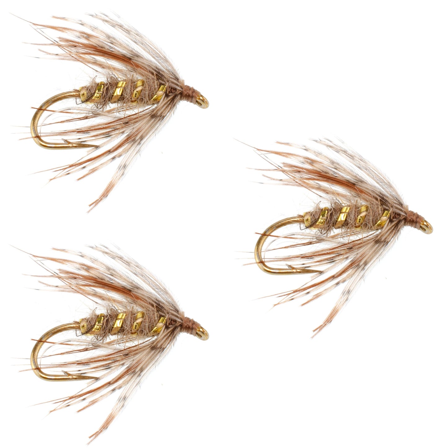 Trout Fishing Essentials: 3-Pack March Brown Soft Hackle Flies - Size 12 - Korvel