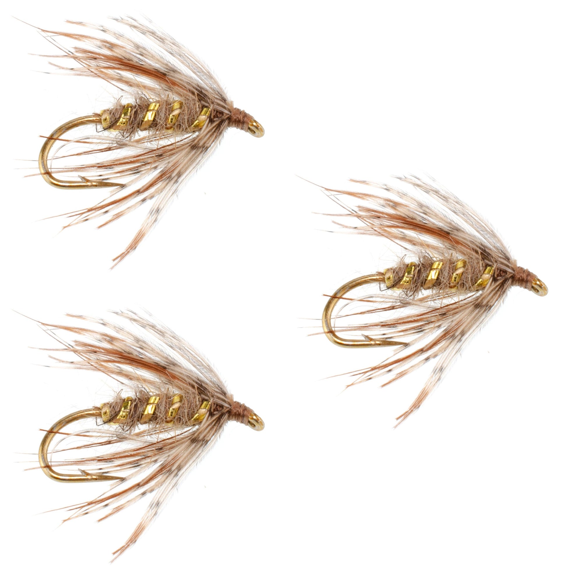 Trout Fishing Essentials: 3-Pack March Brown Soft Hackle Flies - Size 12 - Korvel