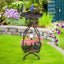 Fontaine à oiseaux extérieure solaire avec jardinière et lumières - Cuivre