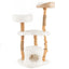 Torre para Gatos de Madera Sólida con Cesta de Cattail - Blanca