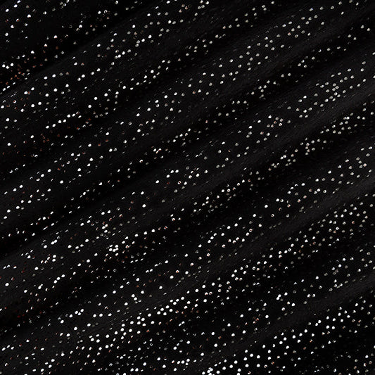 Tela Sparkle Cuddle Glitter Negro/Plata - 58"/60" por yarda