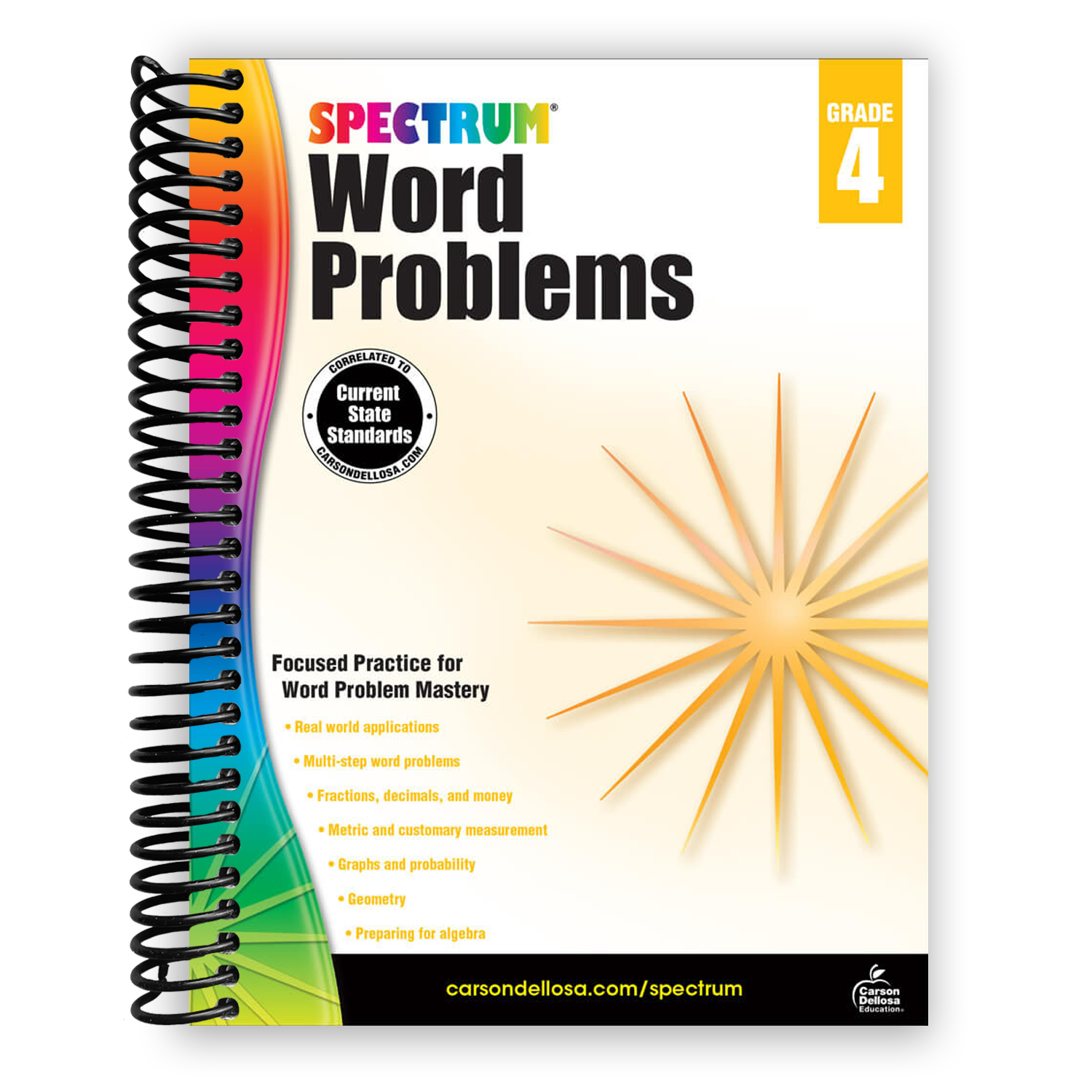 Spectrum 4th Grade Math Word Problems Workbook - Engaging Activities for Ages 9-11, 128 Pages, Spiral Bound - Korvel
