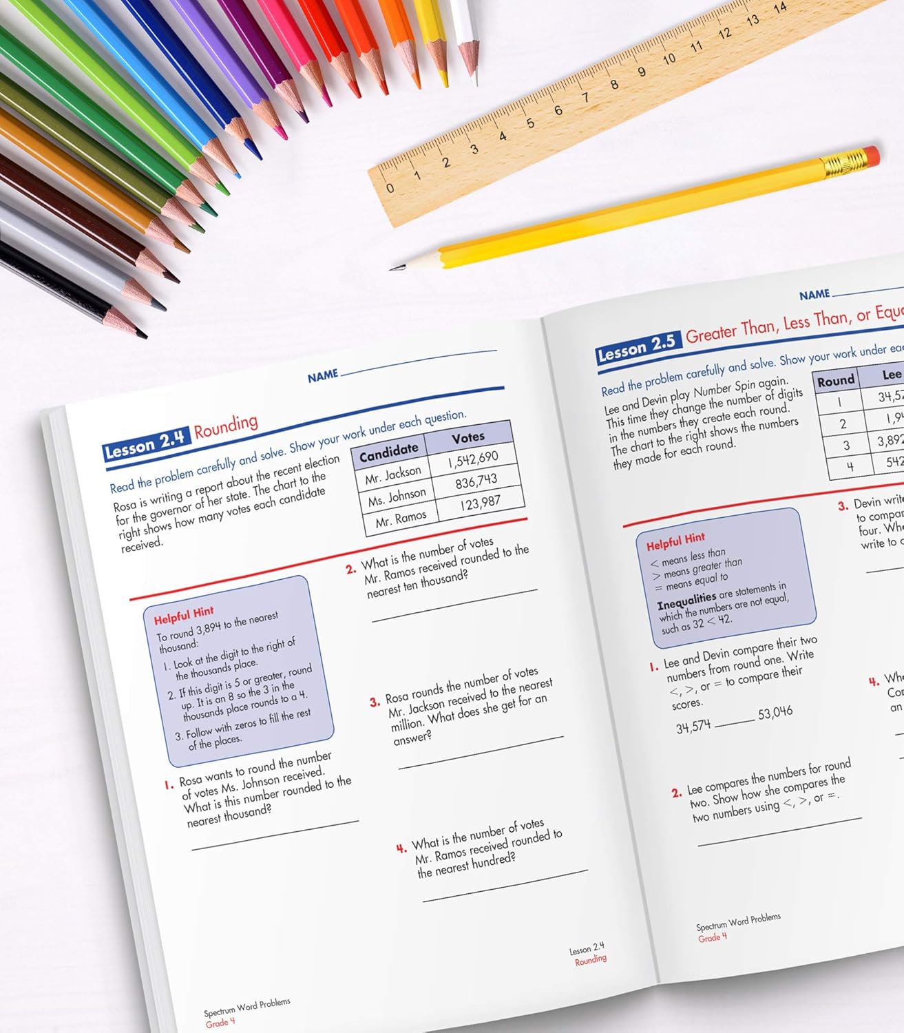 Spectrum 4th Grade Math Word Problems Workbook - Engaging Activities for Ages 9-11, 128 Pages, Spiral Bound - Korvel