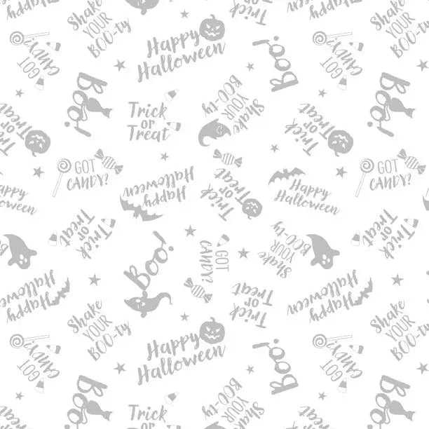 Spectacle Effrayant - Tissu en Coton Blanc avec Motifs