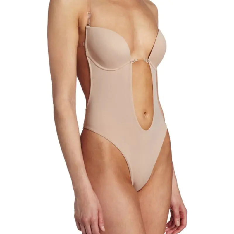 Bodysuit dos nu élégant U à décolleté plongeant pour femmes
