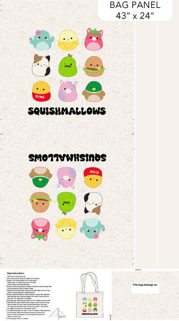 Squishmallows Cotton Bag Panel - Premium Crafting Material