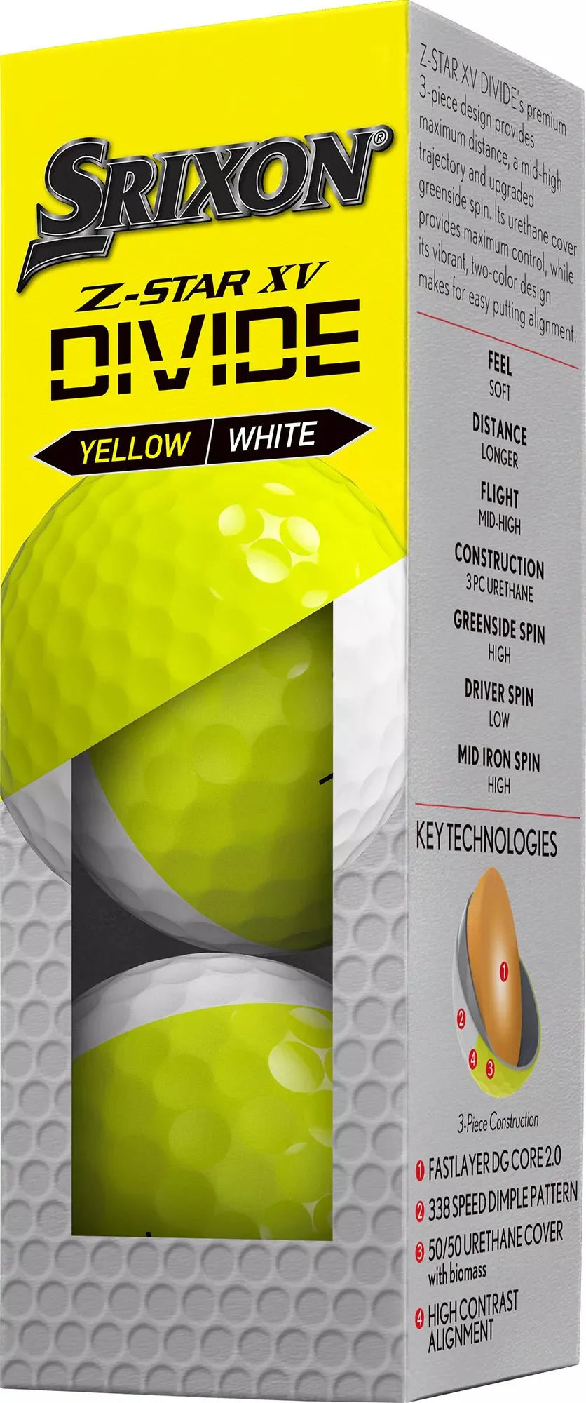 Srixon 2025 Z-STAR XV Divide Golf Balls - Premium Performance & Visibility