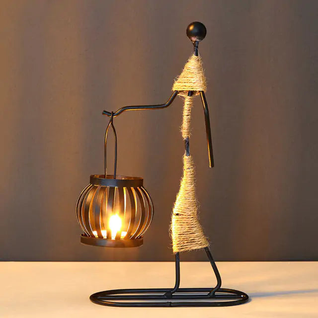 Candelabro en Forma de Linterna - Decoración de Hogar Inspirada en el Estilo Nórdico