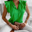 Blusa de Pullover con Volantes para Mujeres con Cuello de Lazo