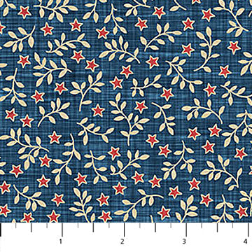 Star Blender Navy Farmhouse Cotton Fabric 44"/45" Per Yard