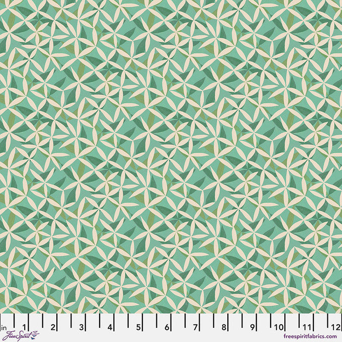 Tela de Algodón Verde Star Flower Dance - 44"/45" por Yarda