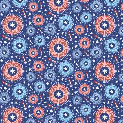 Star Spangled Summer Firework Frenzy Fabric - 43"/44" Per Yard