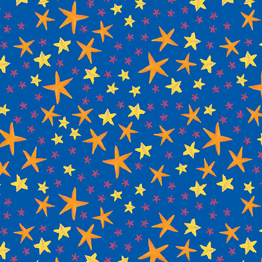 Tela de Algodón Azul Real Starfish Soiree - 44"/45" Por Yarda