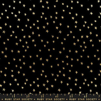 Tela de algodón negra y dorada Starry Mini Starry - 43"/44" por yarda