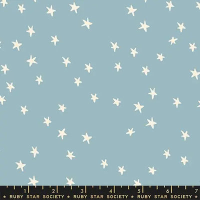 Tissu en coton bleu doux étoilé - 43"/44" par yard