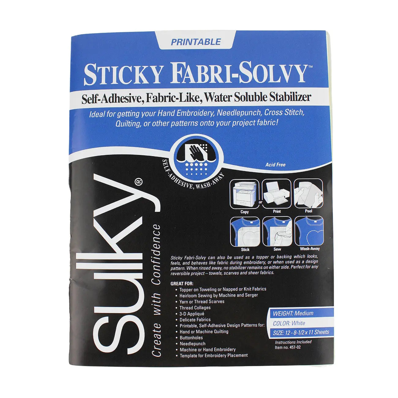 Sticky Fabri Solvy Printable Sheets - 12ct, 8.5in x 11in