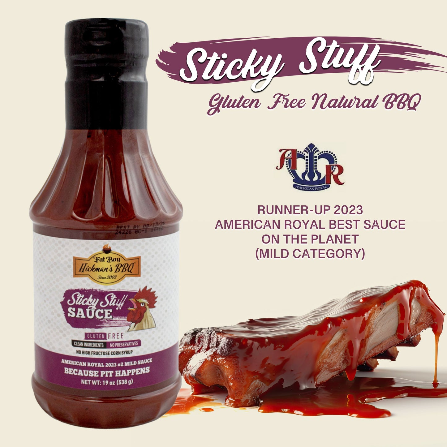 Sauce BBQ Naturelle Sans Gluten Sticky Stuff - 19 oz