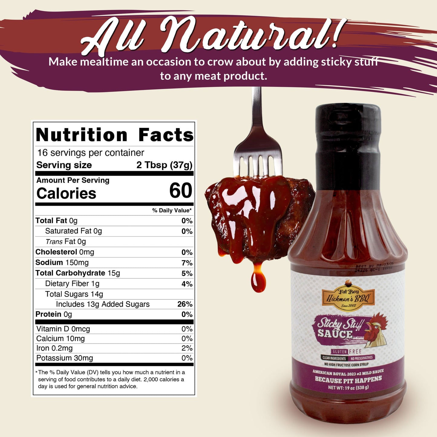 Sauce BBQ Naturelle Sans Gluten Sticky Stuff - Pack de 2