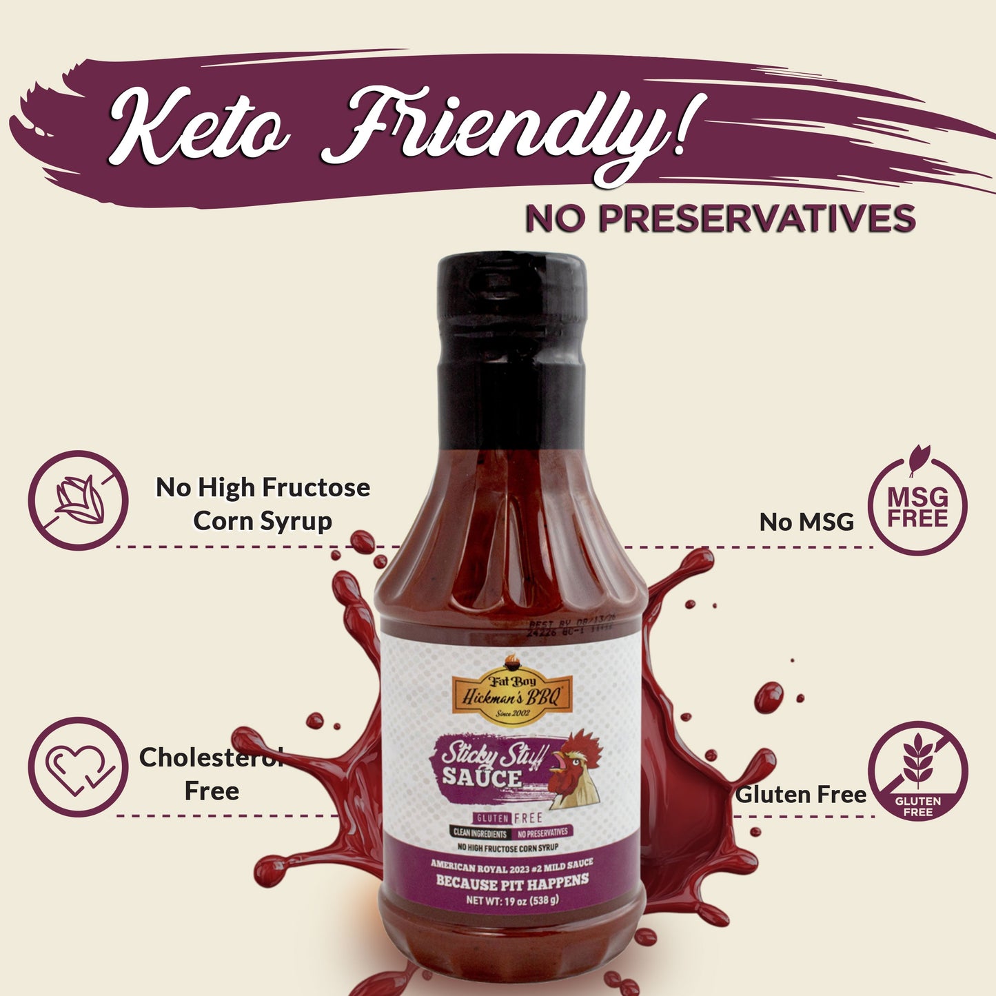 Sauce BBQ Naturelle Sans Gluten Sticky Stuff - 19 oz