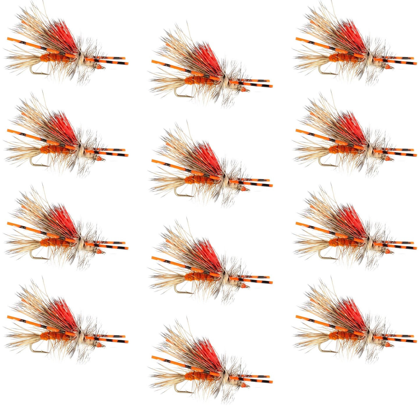 Kaufmann's Vibrant Orange Crystal Stimulator Dry Fly - 12 Pack, Size 10 Hooks - Korvel