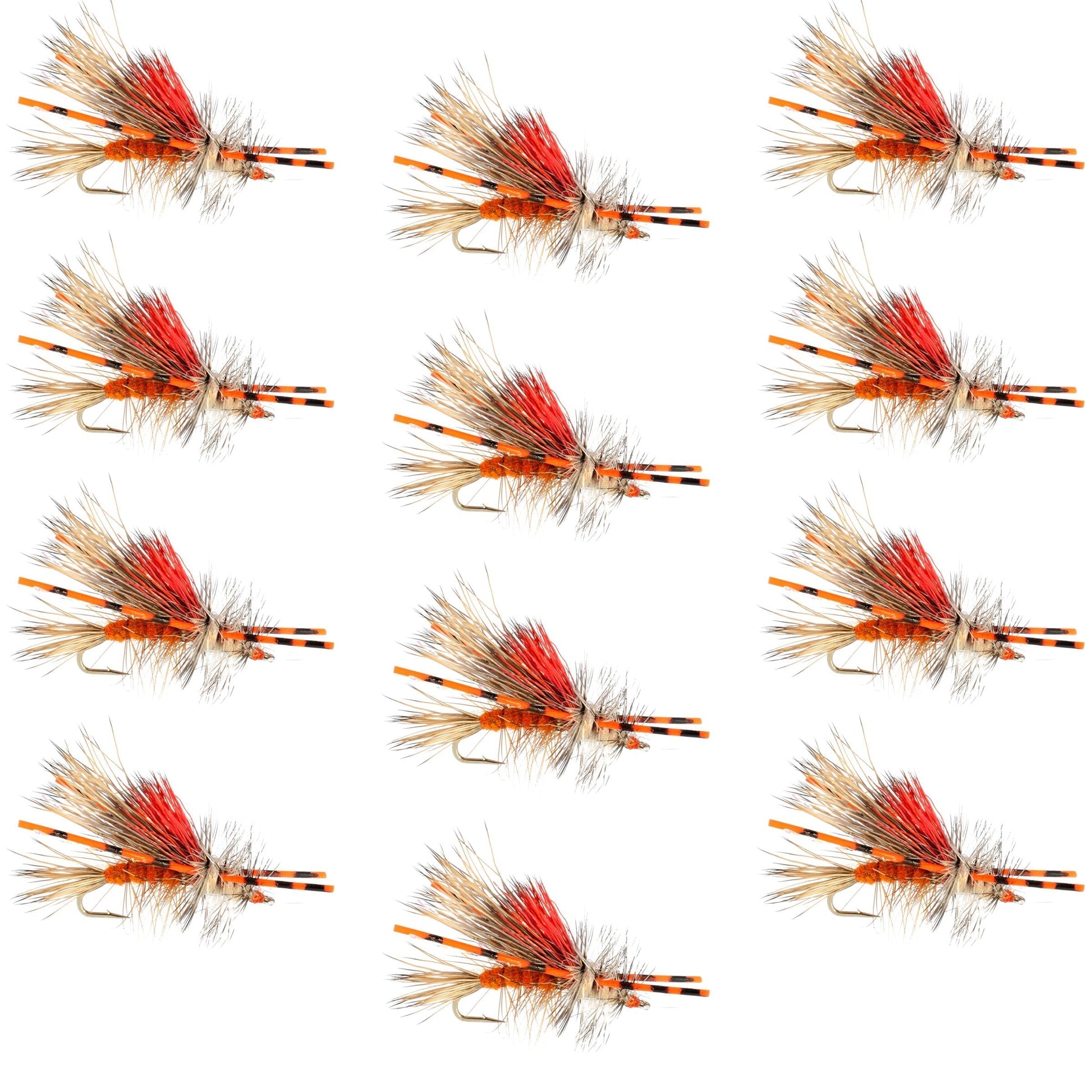 Kaufmann's Vibrant Orange Crystal Stimulator Dry Fly - 12 Pack, Size 10 Hooks - Korvel