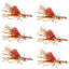 Kaufmann's Enhanced Orange Crystal Stimulator Dry Fly - Set of 6, Size 10 - Korvel