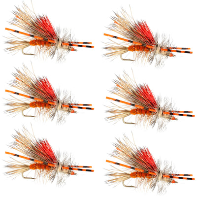 Kaufmann's Premium Orange Crystal Stimulator Dry Flies - Set of 6, Size 8 - Korvel