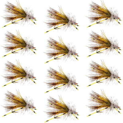 Kaufmann's Vibrant Yellow Crystal Stimulator Dry Fly - 12 Pack Size 10 - Korvel