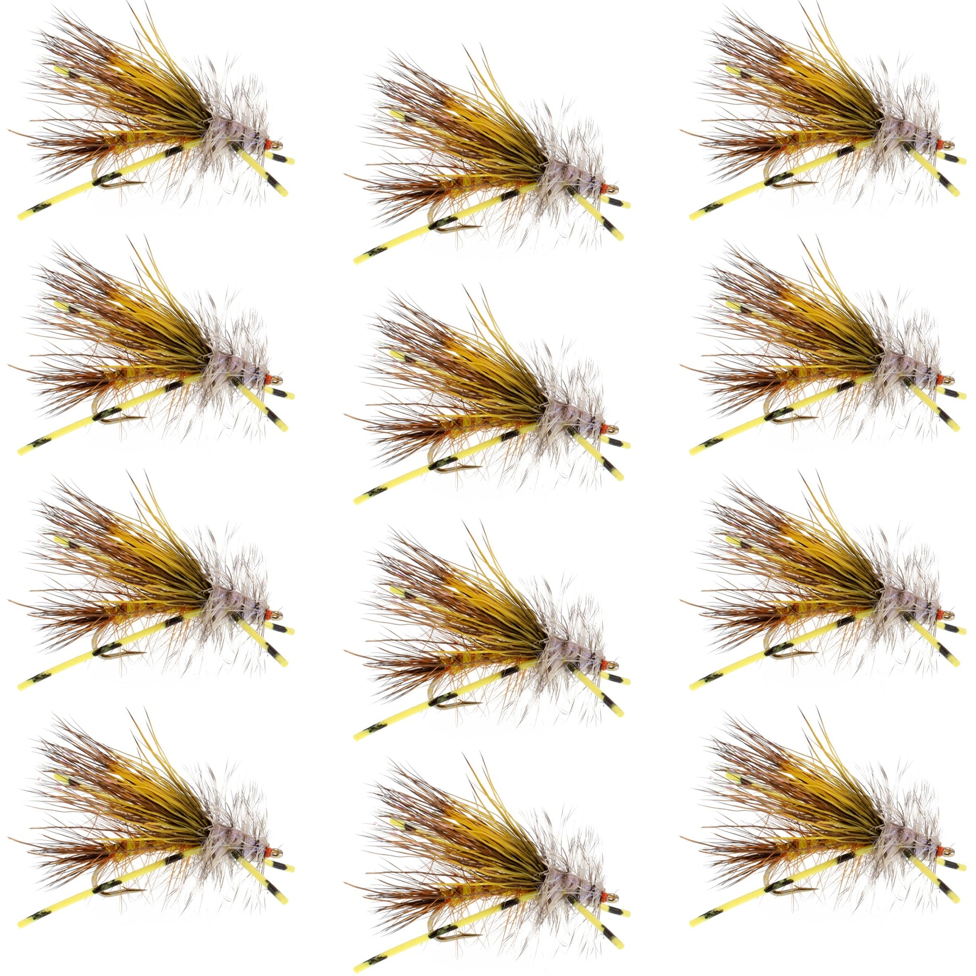 Kaufmann's Vibrant Yellow Crystal Stimulator Dry Flies - 12 Pack, Size 10 - Korvel