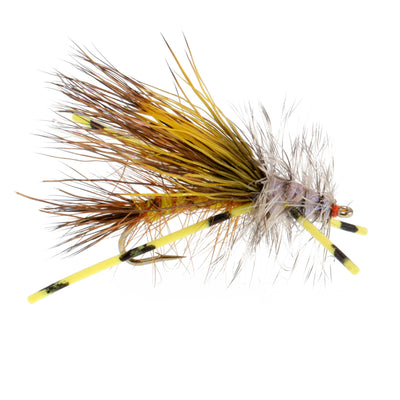 Kaufmann's Vibrant Yellow Crystal Stimulator Dry Fly - 12 Pack Size 10 - Korvel