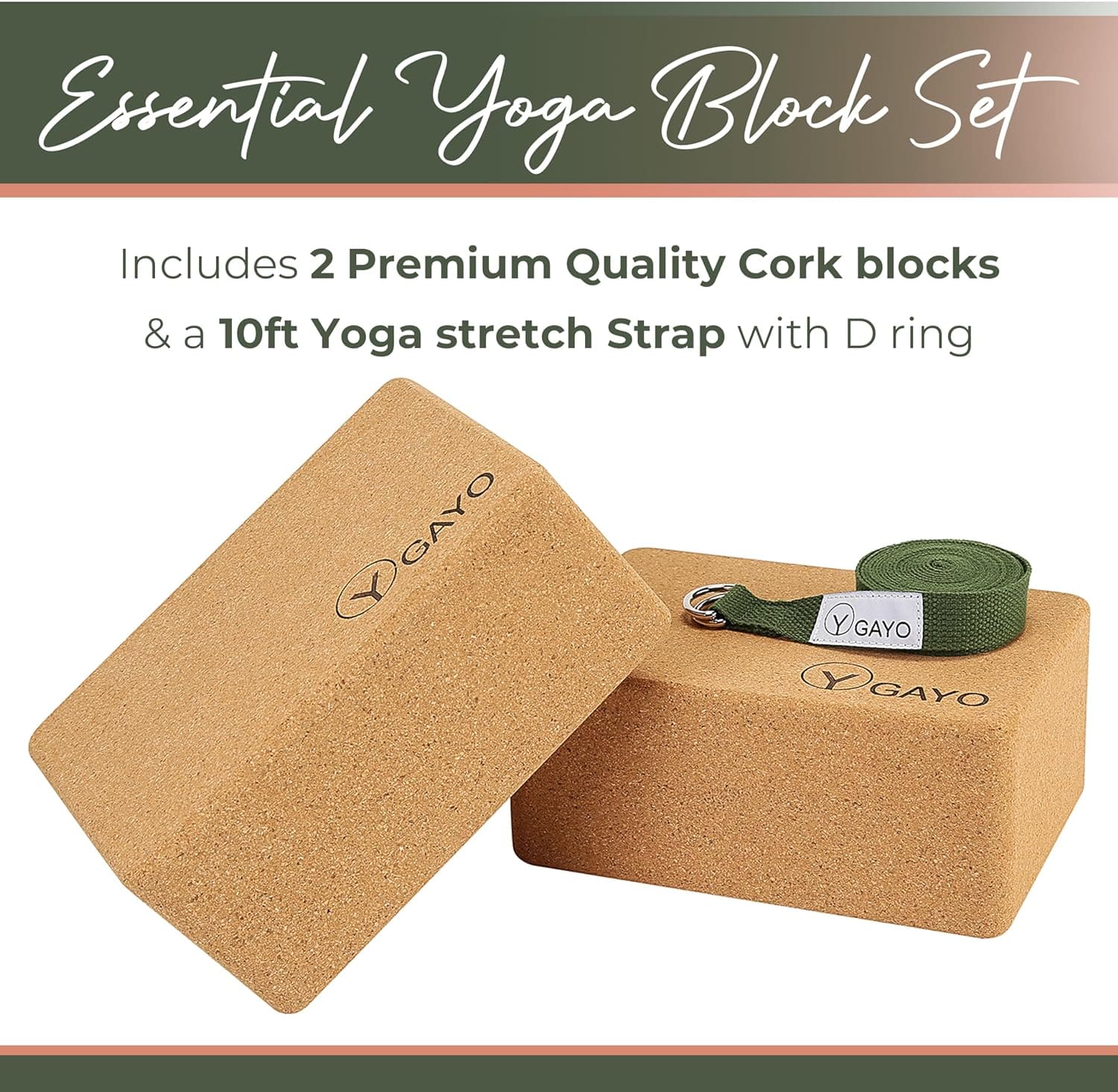 Sustainable Cork Yoga Block and Strap Set for Enhanced Flexibility - Korvel