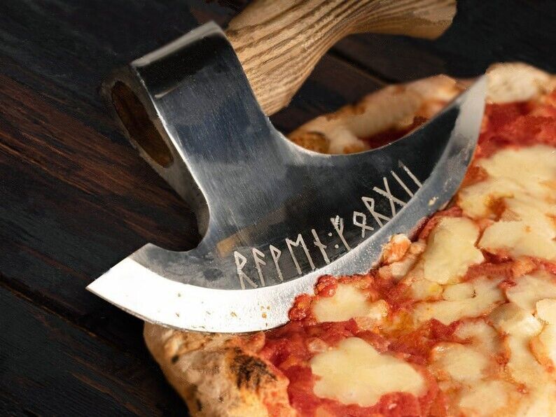 Personalized Viking Ax Pizza Cutter - 8-Inch J2 Steel Blade - Korvel