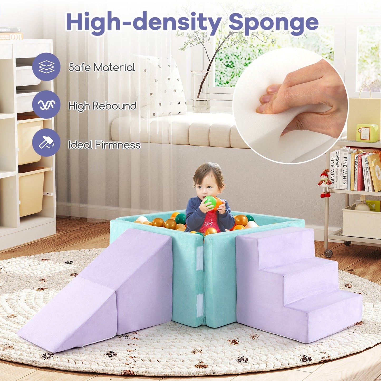 Juego de Suave Tela de 3 en 1 para Niños Pequeños - Púrpura