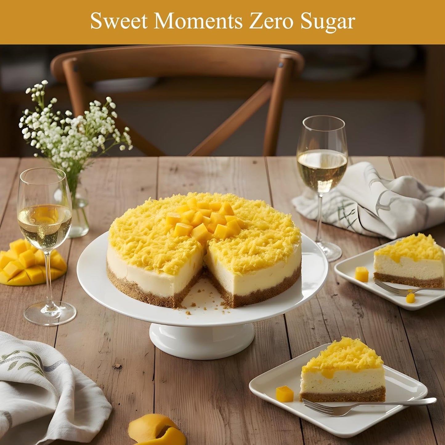 Gâteau au fromage à la noix de coco et à la mangue sans sucre d'Andy Anand - Dessert gourmet