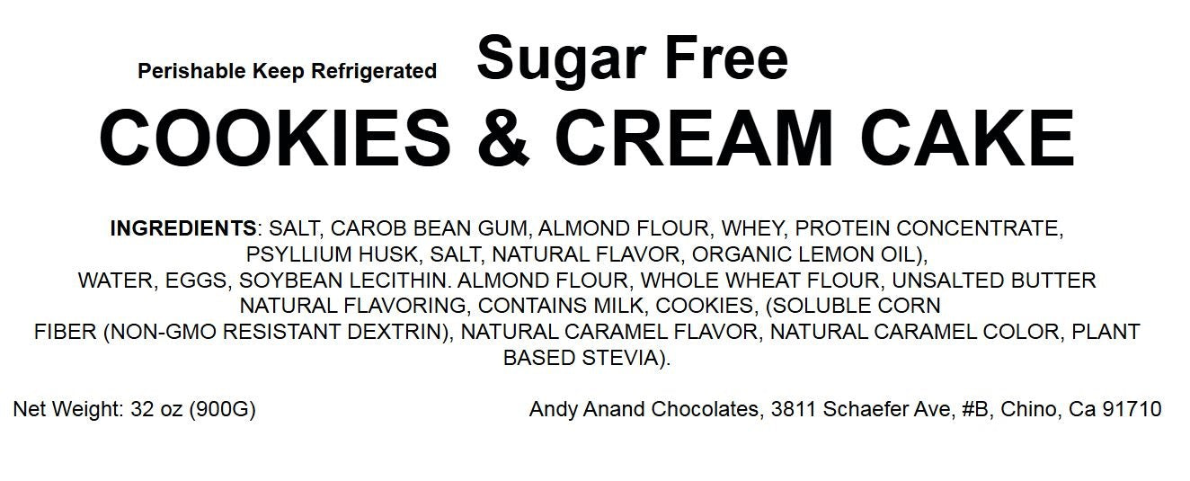 Andy Anand Deliciously Indulgent Sugar Free Cookies & Cream Cake 9" - Best Birthday Cakes Delivery From Bakery - Irresistible Cake Creation (2 lbs) - Korvel