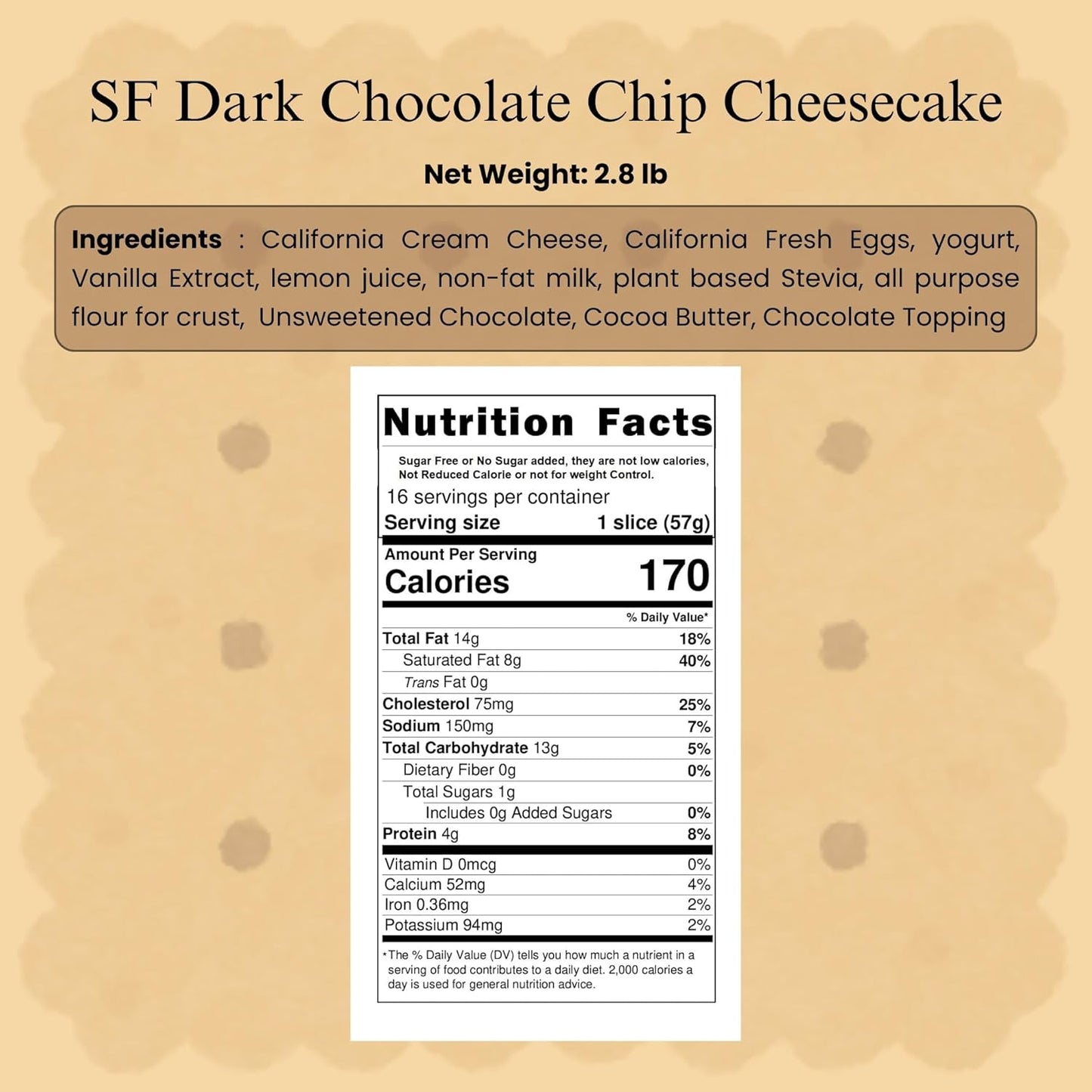 Cheesecake au chocolat noir sans sucre Andy Anand, 9"