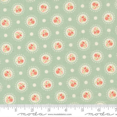 Sunbonnet Dusty Blue Flower Dots Cotton Fabric - 44"/45" Per Yard