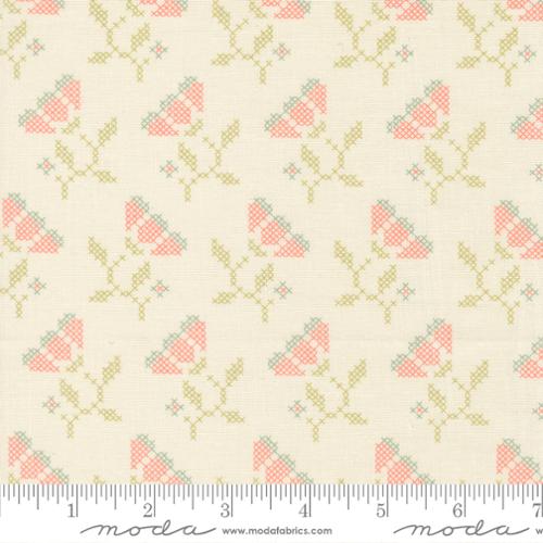 Tela de Algodón Sunbonnet Porcelain Blooming Stitches - 44"/45" por Yarda