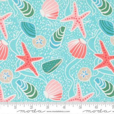 Surf Reef Sea Shells Cotton Fabric - 44"/45" Per Yard