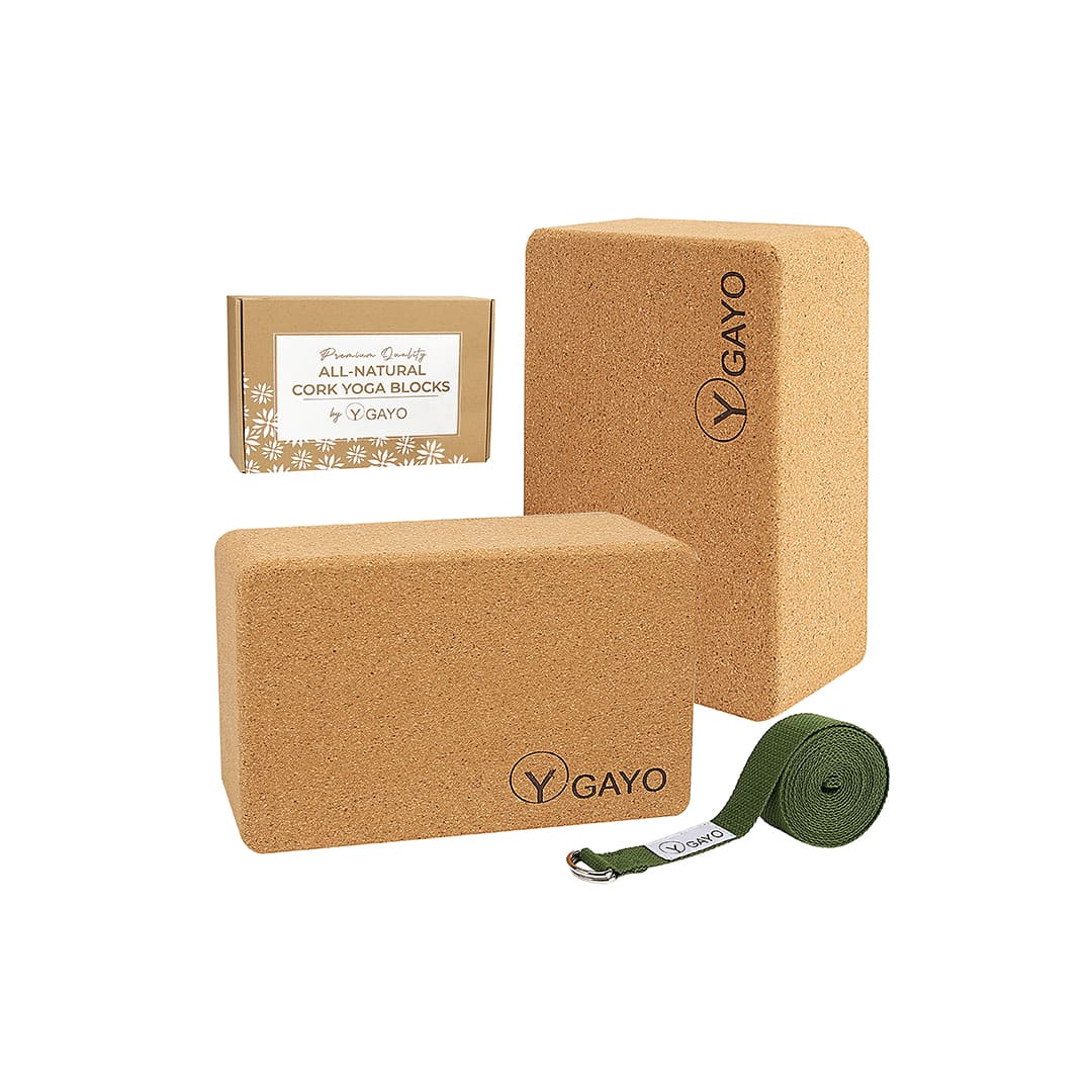 Sustainable Cork Yoga Block and Strap Set for Enhanced Flexibility - Korvel