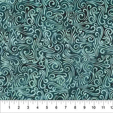 Tissu Large de Fond Swirls II Bleu Vert en Coton - 108"