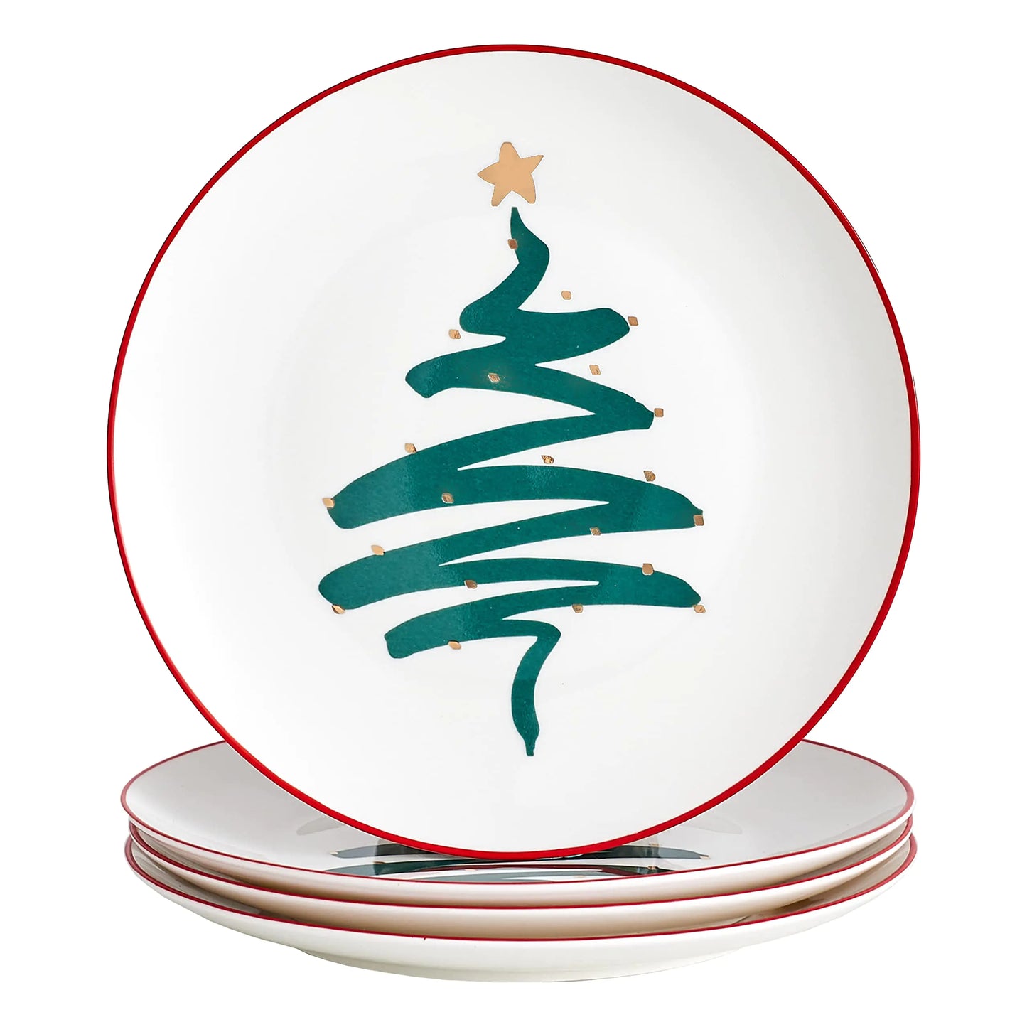 Ensemble de 4 assiettes à dîner en porcelaine de Chine pour les fêtes de Noël Swuut